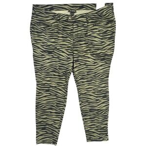 Lane Bryant Pants Womens 26 Olive Green Black Zebra Print Super Stretch Skinny